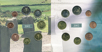 Ирландия набор из 3 евронаборов по 8 монет 2002-2004 оригинальный официальный набор из трех евронаборов, в картонном буклете    UNC  5-6-1-21