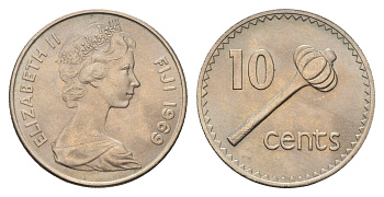 Фиджи 10 центов 1969 KM 30 медно-никель UNC 4119-541
