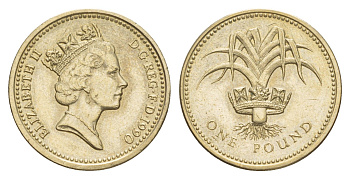 Великобритания 1 фунт 1990 Елизавета II (1952-2022) KM 941, Spink 4331 никель латунь aUNC 4638-744