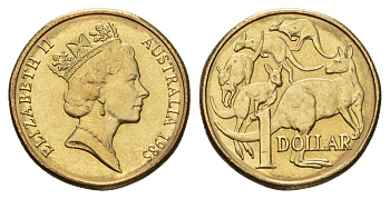 Австралия 1 доллар 1985 Елизавета II (1952-2022), кенгуру KM 84 алюминиевая бронза aUNC 4671-457