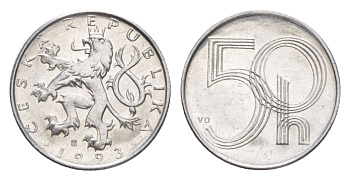 Чехия 50 геллеров 1993 KM 3 алюминий UNC 4632-518