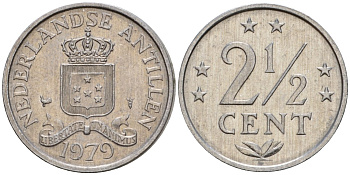 Нидерландские Антильские острова (Нидерландские Антилы) 2 1/2 цента 1979 Юлиана (1948-1980) KM 9a алюминий 4601-821