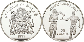 Малави 20 квача 1999 XXVII Олимпийские игры, Сидней 2000, эстафета KM 115 серебро PROOF 00-00