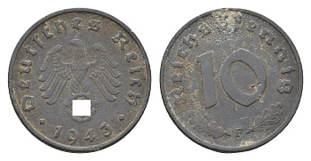 Германия 10 рейхспфеннигов 1943 F KM 101, J. 371 цинк 4685-433