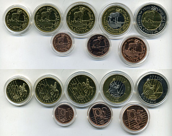 КИПР ЕВРОНАБОР ИЗ 8 МОНЕТ 2003 ЕВРОПРОБНИКИ (крупный формат) СЕРТИФИКАТ КАПСУЛЫ, ЖИВОТНЫЕ биметалл PROOF 06-081-16