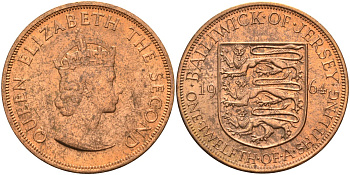 Джерси 1/12 шиллинга 1964 Елизавета II (1952-2022) KM 21 бронза aUNC 4367-245