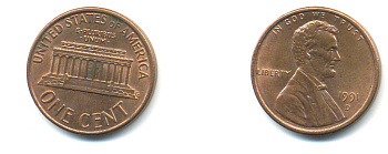 США 1 ЦЕНТ 1991 D, ЛИНКОЛЬН KM 201b цинк плакированный медью UNC 179-435