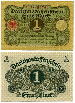 ГЕРМАНИЯ 1 МАРКА 1920 1 МАРТА 1920, ВЕЙМАРСКАЯ РЕСПУБЛИКА Pick 58, Rosenberg 64 бумага 8613-3-1-2