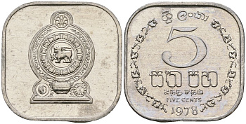 Шри-Ланка 5 центов 1978 KM 139a алюминий 4136-725