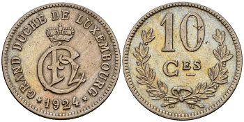 Люксембург 10 сантимов 1924 Шарлотта (1918-1964) KM 34 медно-никель 4577-216
