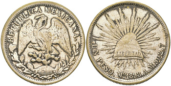 Мексика КОПИЯ монеты 1 песо 1898 KM 409 беллый металл 00-1067-6-53