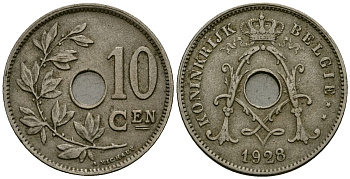 Бельгия 10 сантимов 1928 Belgie KM 86 медно-никель 4163-342