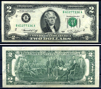 США 2 доллара 1976 Томас Джефферсон, B - New York (NY) (Нью-Йорк), серия B 61277336 A Pick 461  бумага   8601-25-1-1