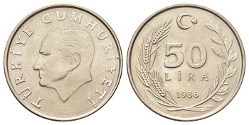 Турция 50 лир 1986 Кемаль Ататюрк KM 966 медь никель цинк UNC 4699-1242