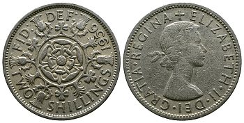 Великобритания 2 шиллинга (флорин) 1956 Елизавета II (1952-2022) KM 906, Spink 4146 медно-никель 4607-944