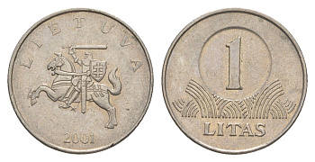 Литва 1 лит 2001 KM 111 медно-никель 4566-917