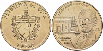 Куба 1 песо 2009 200 лет со дня рождения Авраама Линкольна KM 111 медно-никель UNC 00-00
