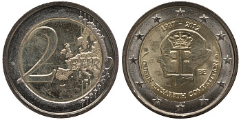 Бельгия 2 евро 2012 75 лет музыкальному конкурсу имени королевы Елизаветы KM 317 биметалл  UNC  M1-03