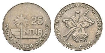Куба 25 сентаво 1981 INTUR KM 418.1 медно-никель 4646-343