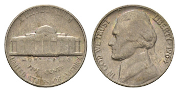 США 5 центов 1964 Джефферсон KM A192 медно-никель 4674-531