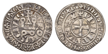 Франция жетон, КОПИЯ - 1 гро-турнуа ND (1329-1350) тип Dy royales 261 белый металл 4670-922