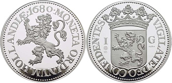 НИДЕРЛАНДЫ МЕДАЛЬ ND 1 ГУЛЬДЕН 1680, ДИАМЕТР 45 ММ., ВЕС 31,33 ГР. серебро PROOF 00-00