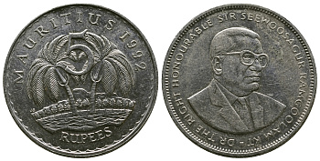 Маврикий 5 рупий 1992 Сивусагур Рамгулам KM 56 медно-никель 4381-312