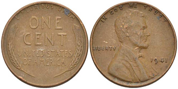 США 1 ЦЕНТ 1941 ЛИНКОЛЬН KM 132 бронза 218-415