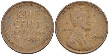 США 1 ЦЕНТ 1940 ЛИНКОЛЬН KM 132 бронза 218-366