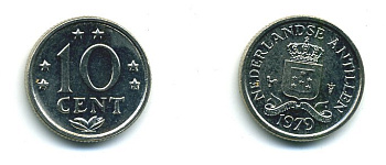 Нидерландские Антилы 10 центов 1979 Юлиана (1948-1980) KM 10 никель 46-1136