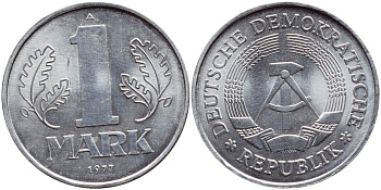 ГДР 1 МАРКА 1977 А KM 35.2 алюминий UNC 4391-1026
