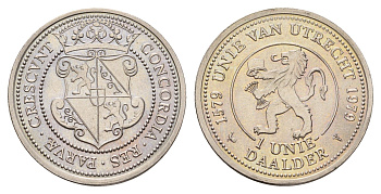 Нидерланды муниципальный жетон - 1 даалдер 1979 400 лет Утрехтскому союзу медно-никель UNC 210-157