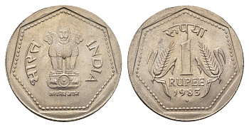 Индия 1 рупия 1983 KM 79.1 медно-никель UNC 4688-1242