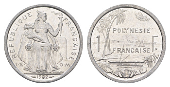 Французская Полинезия 1 франк 1982 KM 11 алюминий aUNC 4652-816