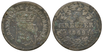 Бавария 1 крейцер 1869 Людвиг II (1864-1886) KM 487 серебро 4651-124