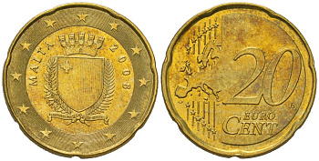 Мальта 20 евроцентов 2008 F KM 129 нордик UNC 4551-445