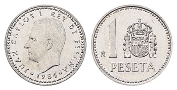 Испания 1 песета 1984 Хуан Карлос I (1975-2014) KM 821 алюминий UNC 4627-443