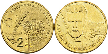 Польша 2 злотых 2006 серия польские художники, Александр Герымский (1850-1901) KM 575 латунь 4539-1126