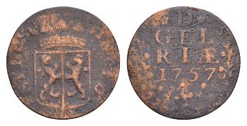 Нидерланды, Голландская Республика, Гелдерланд 1 дуит 1757 KM 88 медь 4655-539