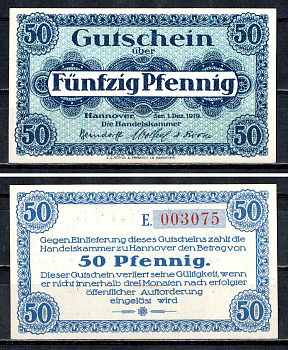 Ганновер (Пруссия, Ганновер) 50 пфеннигов 1921 7556-74-1-2