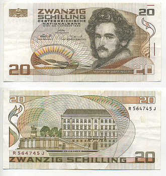 АВСТРИЯ 20 ШИЛЛИНГОВ 1986 (1988) 1 ОКТЯБРЯ 1986, МОРИЦ МИХАЭЛЬ ДАФФИНГЕР, ВЕНСКИЙ ХУДОЖЕСТВЕННЫЙ МУЗЕЙ АЛЬБЕРТИНА Pick 148 бумага 6293-23-1