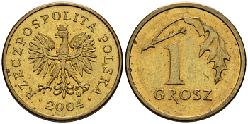 Польша 1 грош 2004 MW KM 276, Parchimowicz 701m латунь 4580-458