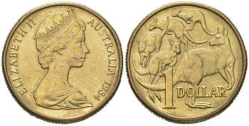 Австралия 1 доллар 1984 Елизавета II (1952-2022), кенгуру KM 77 алюминиевая бронза UNC 4619-1125