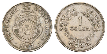Коста-Рика 1 колон 1977 KM 186.4 медно-никель 183-941