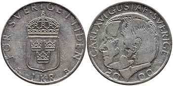 Швеция 1 крона 2000 Карл XVI Густав (1973- ) KM 852а медно-никель 4364-3341
