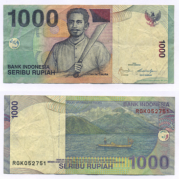 ИНДОНЕЗИЯ 1000 РУПИЙ 2000/2009 КАПИТАН ПАТТИМУРА Pick 141 бумага 6299-40-3