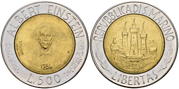 Сан-Марино 500 лир 1984 ученые KM 167 биметалл 4163-1257