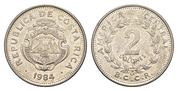 Коста-Рика 2 колона 1984 KM 211.2 нержавеющая сталь 4635-1246