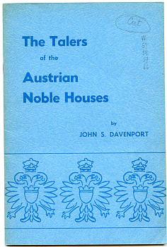 Германия книга "The talers of the Austrian Noble Houses by Davenport" 1972 Талеры Австрии, 64 страниц, мягкий переплет   бумага   00-01-19-11