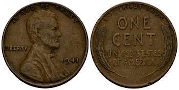 США 1 цент 1941 Линкольн KM 132 бронза 4164-822